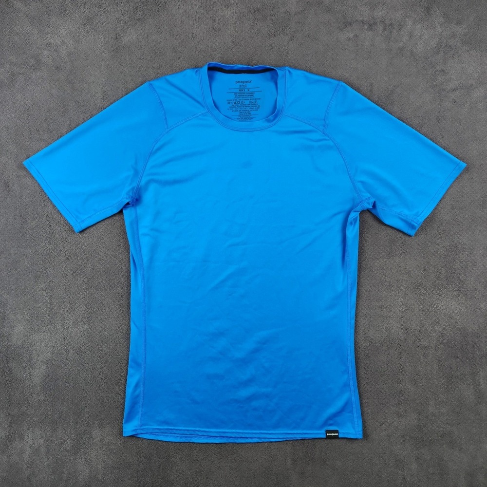 Patagonia Capilene 1 Silkweight Shirt Mens Medium Blue Short Sleeve 45650